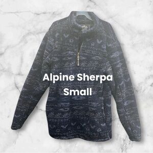 Alpine Sherpa Fleece Quarter Zip Pullover Jacket Blended Blues - Women's Small